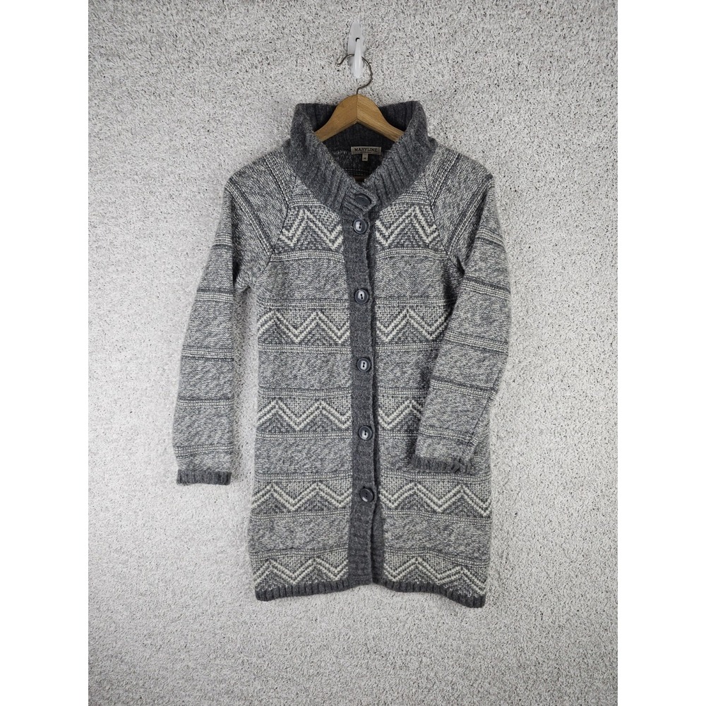 Maryline Wool Blend Button Long Cardigan Sweater Women's‎ Medium Made In Italy
